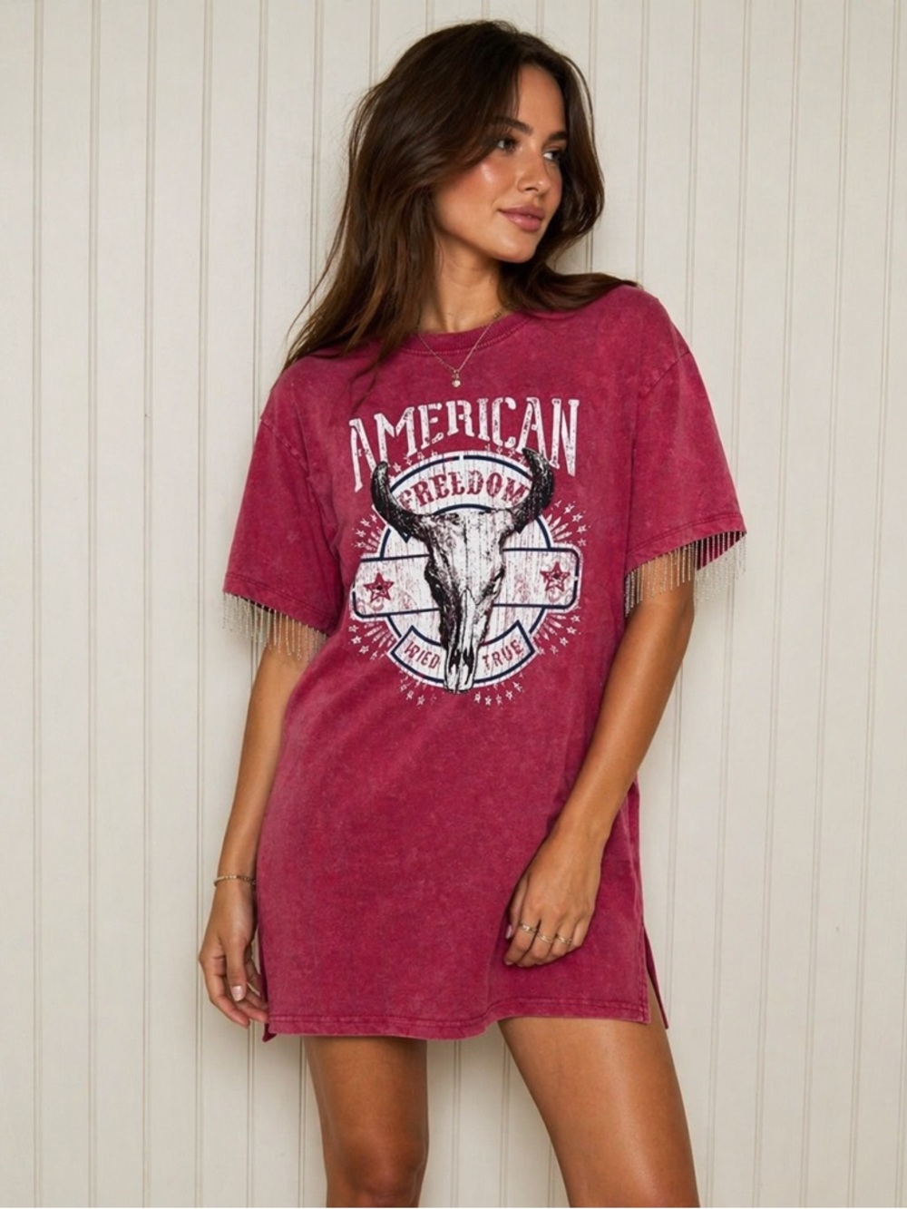 Mini Chica Red Graphic Tee Dress - 'American Freedom'